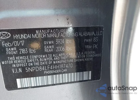 2017 Hyundai Elantra Se из США, поврежденный, VIN 5NPD84LF4HH187470